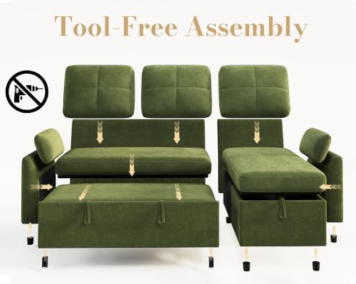 L-Shaped Sofa Bed with Storage Chaise, Pull Out Sleeper Couch - Image 5
