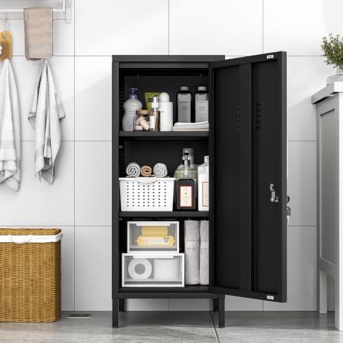 pozdeg 35.43" Black Lockable Small Metal Storage Locker - Image 7