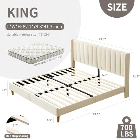 YUHUASHI King Bed Frame，Platform Bed - Image 2