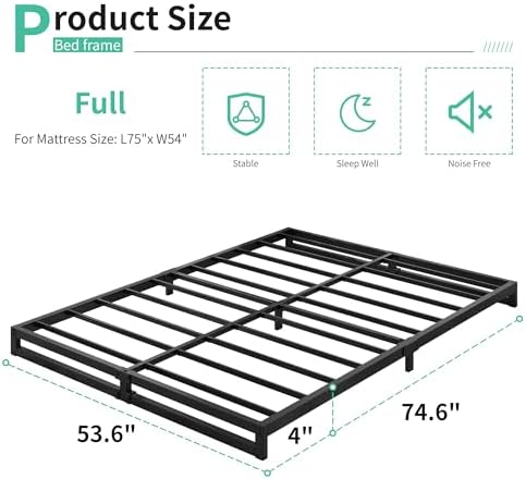 Lutown-Teen 4 Inch Full Size Bed Frame - Image 2