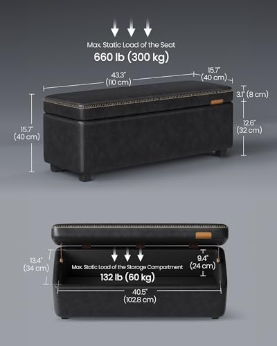 VASAGLE Storage Ottoman Bench - Image 3