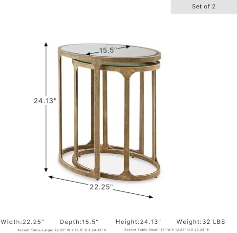 Signature Design by Ashley Irmaleigh Mirrored Nesting Accent Table Set of 2 - Image 3