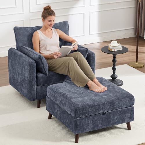 Oversized Accent Chair with Ottoman, All Seats Storage Reading Chair by HOMYKA