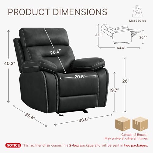 KISLOT Leather Recliner Chair Manual Sofa Rocker - Image 2