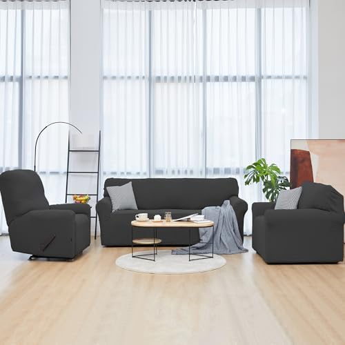 Easy-Going Stretch Recliner Chair Sofa Slipcover Washable Dark Gray - Image 2
