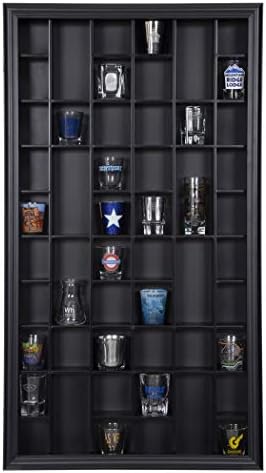 Gallery Solutions Black Shot Glass Display Case, 17 x 32 in. Wall Mount by GallerySolutions