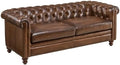 ONBRILL 80" Genuine Leather Sofa, Full-Grain Leather Chesterfield Sofa by ONBRILL