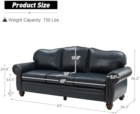 Classic 3-Seater Sofa with Premium Leather Upholstery, Stylish & Comfortable - Image 2