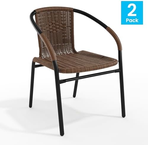 Flash Furniture Lila Modern Rattan Indoor/Outdoor Stackable Dining Chairs - Image 4