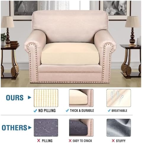 H.VERSAILTEX Super Stretch Individual Seat Cushion Covers Sofa Covers Couch - Image 2
