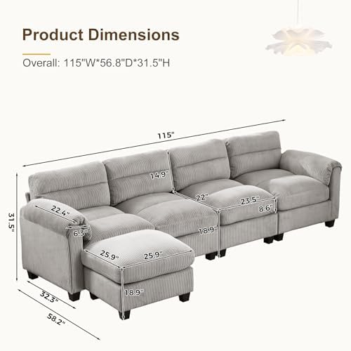 HAOMARKETS 115” Modular Sectional L Shaped Sofa - Image 2