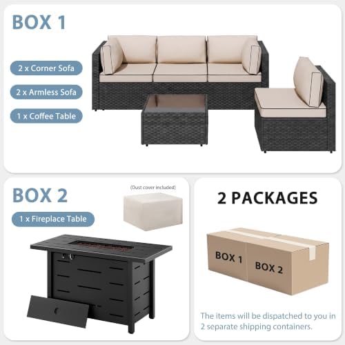 Shintenchi 6 Piece Outdoor Patio Furniture Set - Image 7