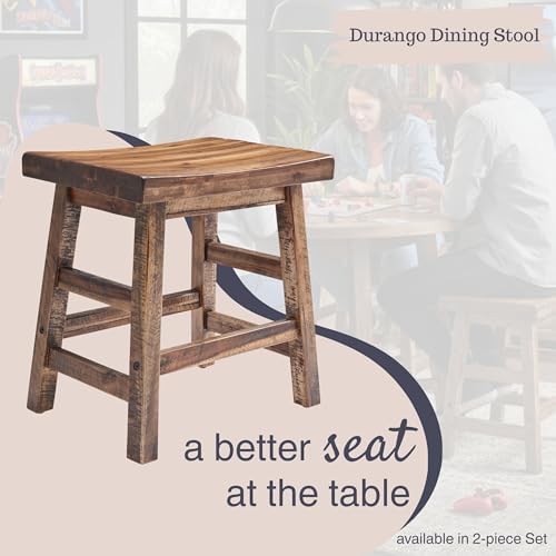 Alaterre Furniture Durango Solid Wood Rustic Single Bar Stool - Image 4