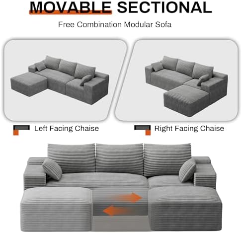 ONEMMLION 106" L-Shaped Cloud Boneless Couch - Image 5