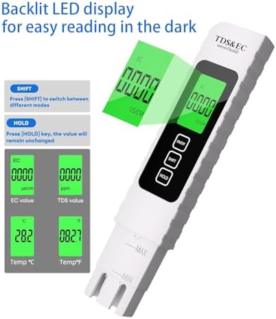 TDS Meter Digital Water Tester 4 in 1 TDS EC & Temperature Meter, 0-9999 ppm - Image 4