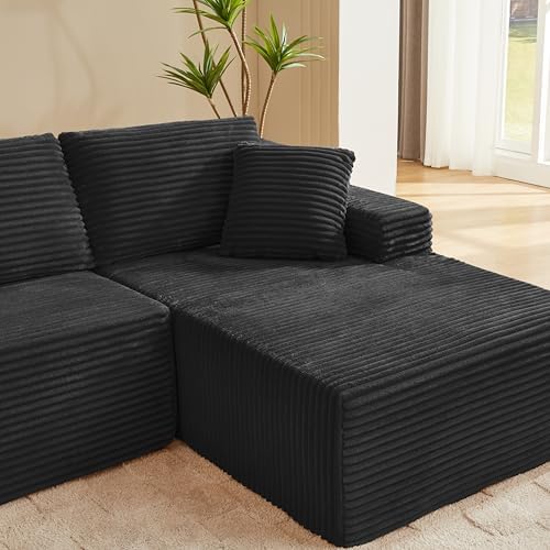 L Shaped Cloud Sectional Sofa for Living Room Black Boneless Couches - Image 6