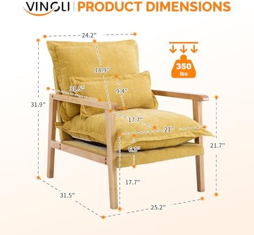 VINGLI Mid-Century Modern Cloud Accent Armchair - Image 2