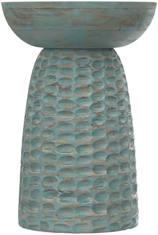 SIMPLIHOME Boyd 13" Wide Solid Wood Round End Table in Teal Wash - Image 6