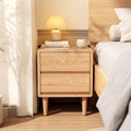 Oak Nightstand with Drawers, Solid Wood Nightstand, Bedside Table by Unknown