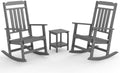 GREENVINES Outdoor Rocking Chairs Set, 2 Rockers w/ 1 Side Table by GreenVines
