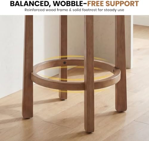 LukeAlon Linen Counter Stools Set of 5, Upholstered 26.5” Seat Height Low - Image 6