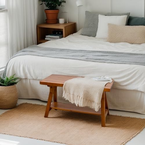 SwallowLiving 30 Inch Farmhouse Storage Bench, Rustic Solid Wood Entryway Bench - Image 4