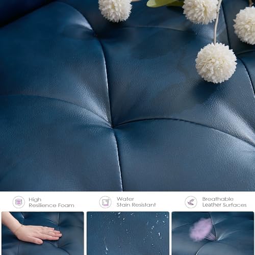 TYBOATLE 62'' Blue Leather Loveseat, Small Couch - Image 3