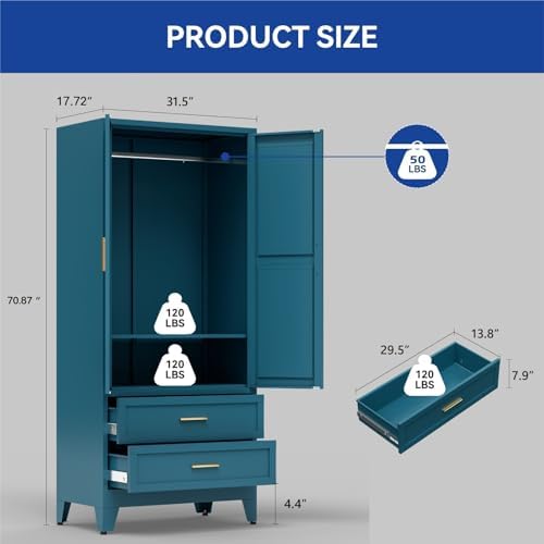 COFaR Metal Armoire Wardrobe Closet - Image 3