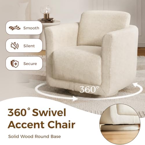 Swivel Accent Chairs Set of 2, Fully Assembled Chenille Armchairs - Image 3