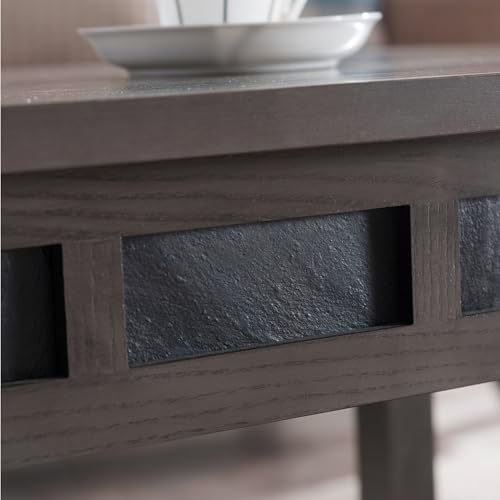 Leick Home Sibley Coffee Table, Solid Wood, Slate Tile Details, Bottom Display - Image 6
