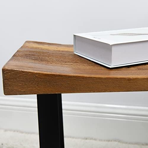 Solid Wood Bench Entryway 19"x12"x17"H Rustic End Table Living Room Natural - Image 3