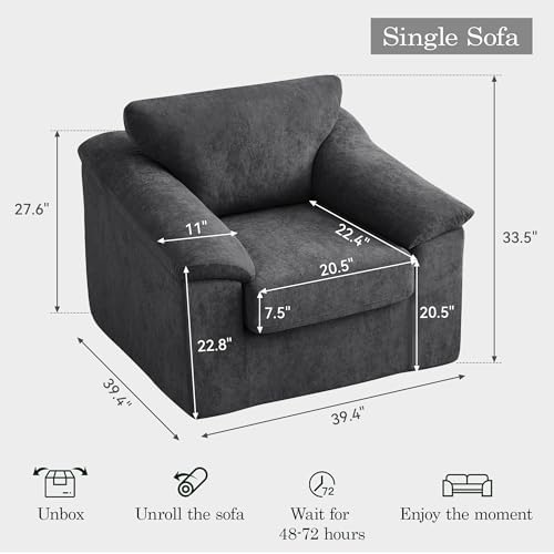 Boneless Single Sofa Chair, Modern Cloud Accent Chair, Comfy Deep Seat Couch - Image 2