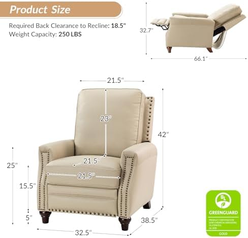 HULALA HOME Genuine Leather Manual Recliners Set of 2 - Image 2