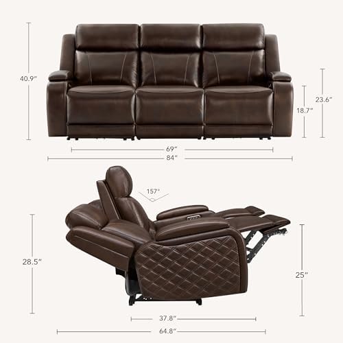 Watson & Whitely Genuine Leather Zero Gravity Power Reclining Sofa - Image 2