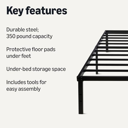 Amazon Basics Metal Bed Frame, Non-Foldable Platform Bed, Easy Assembly - Image 3