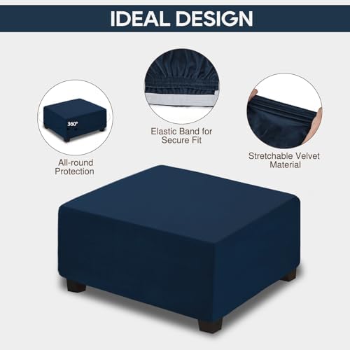 NeColorLife Velvet Square & Rectangular Ottoman Cover - Image 2