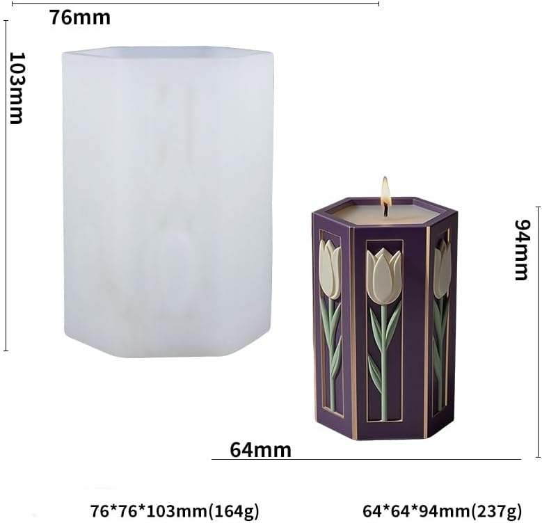 Tulip Flower Candle Molds,3D Floral Silicone Molds Pillar Candles Mold for Resin Casting Soap Making - DIY Wedding Decor Home Craft Supplies