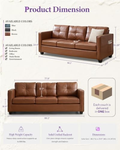 TYBOATLE 88" W Faux Leather Couches - Image 2