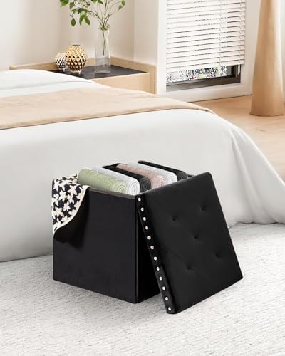 B FSOBEIIALEO Storage Ottoman Cube, 15.7" Velvet Folding Ottoman - Image 2