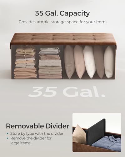 SONGMICS Storage Ottoman Bench, 43.3 Inches Folding Foot Rest Stool - Image 5