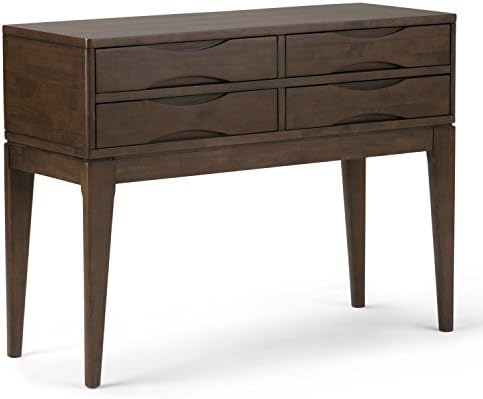 SIMPLIHOME Harper 40" Wide Solid Wood 4-Drawer Console Table in Walnut by SimpliHome