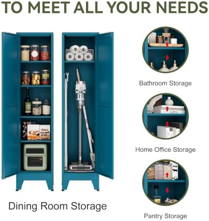 COFaR Tall Bathroom Cabinet, Metal Farmhouse Narrow Slim Storage Cabinet - Image 4