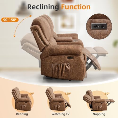CANMOV Faux Leather Power Recliner Loveseat, Electric 2 Seat Reclining Chair - Image 4