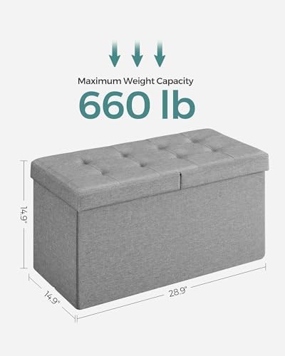 SONGMICS 30 Inches Storage Ottoman, Foldable Bench - Image 3