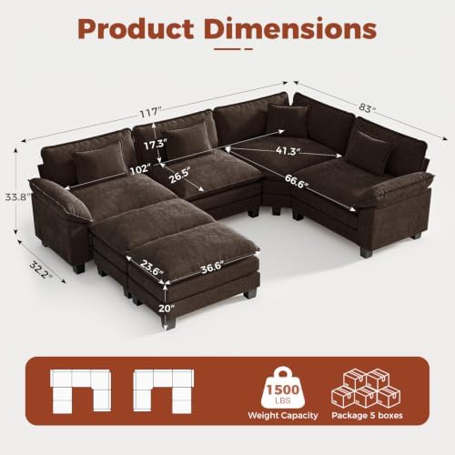 CDCASA 117" Oversized Modular Sectional Sofa - Image 2