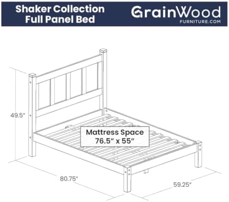 Grain Wood Furniture Shaker Panel Platform Bed, Natural Solid Wood - Image 2