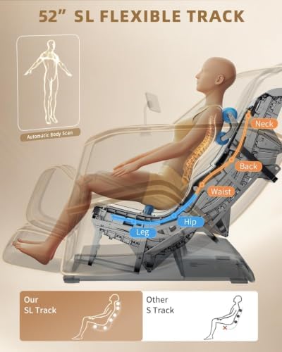 4D Massage Chair Full Body Zero Gravity SL Track Recliner，Beige - Image 5