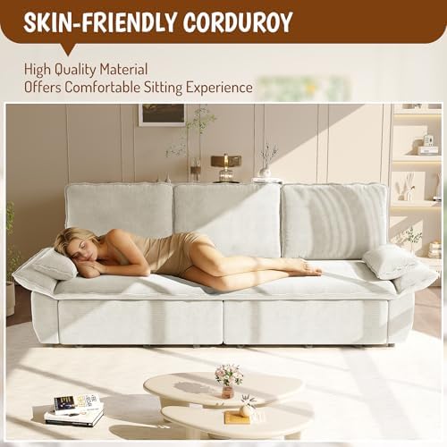 94.5" Pull Out Couch King Size, 3-in-1 Convertible Sleeper Sofa Bed - Image 4