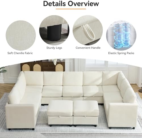 127'' Oversized U Shaped Modular Sofa, Sectional Couches - Image 5