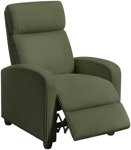 Topeakmart Corduroy Recliner Chair Home Theater Seating Dark Green by Topeakmart